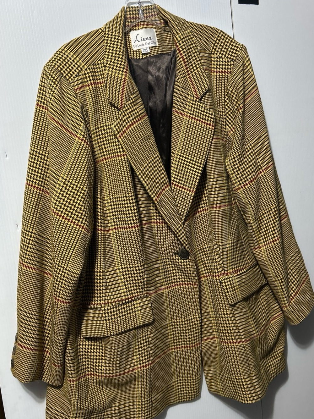 Linea by Louis Dell'Olio Yellow and Black Glen Plaid Blazer